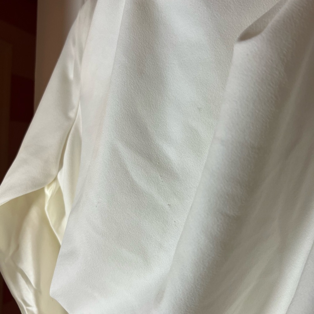 Betsy & Adam NEW Jordan Short Scuba Crepe Draped Back Cape Dress White Size 8 - Picture 5 of 9